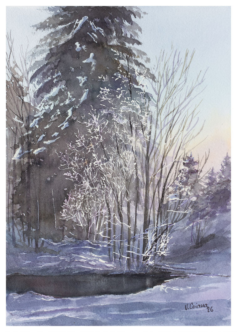 aquarelle Victoria Coiana Hiver diaphane