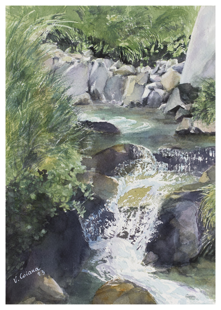 aquarelle Victoria Coiana Le chant du ruisseau