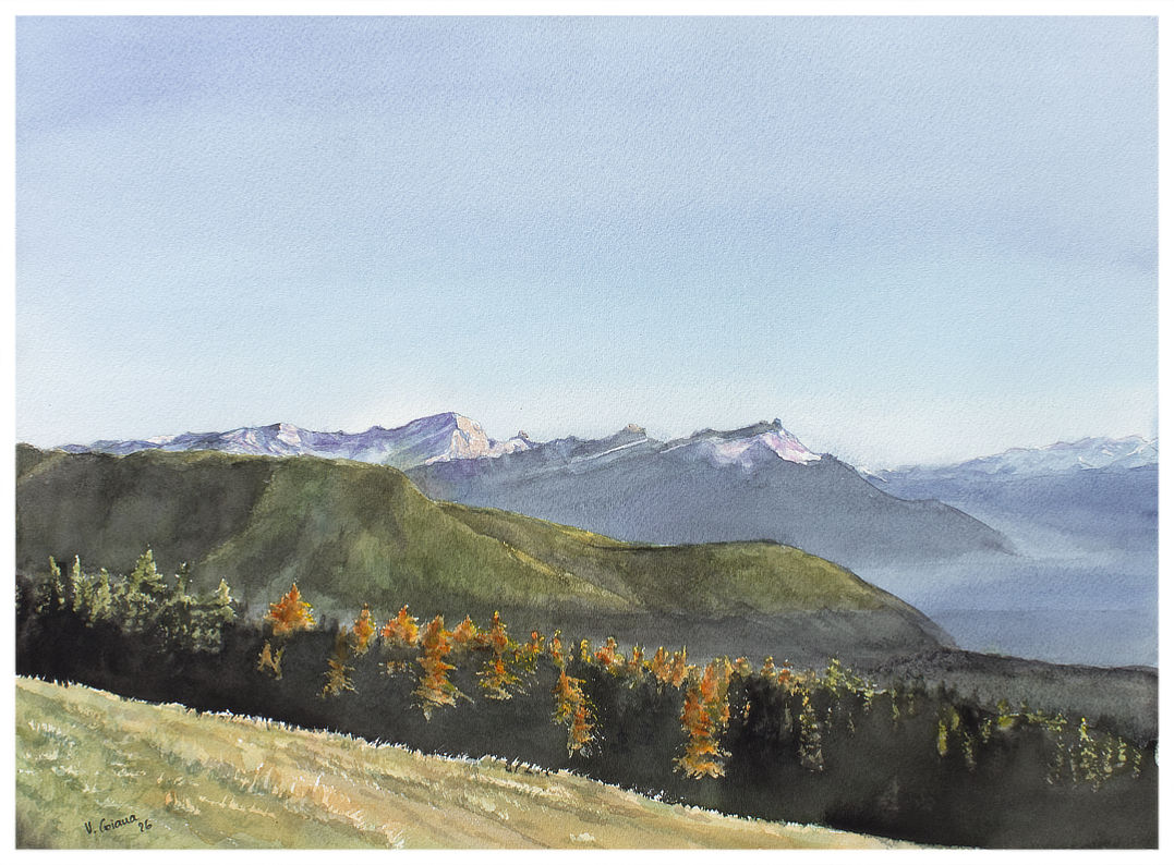 aquarelle Victoria Coiana L'or des sommets