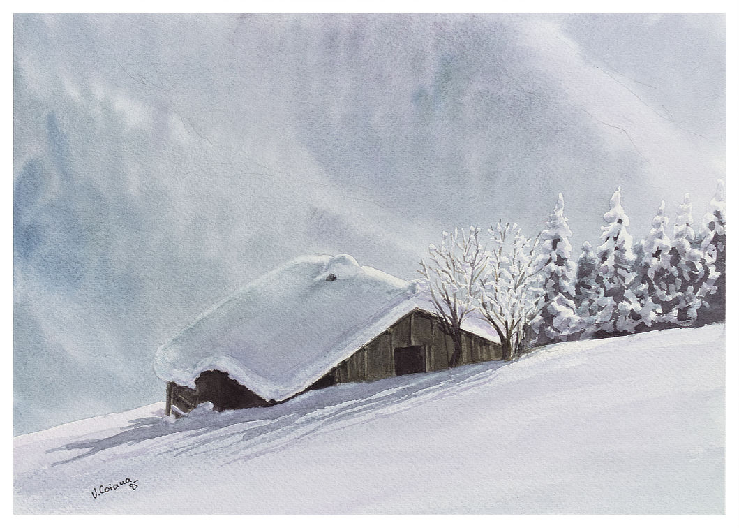 aquarelle Victoria Coiana Noël blanc