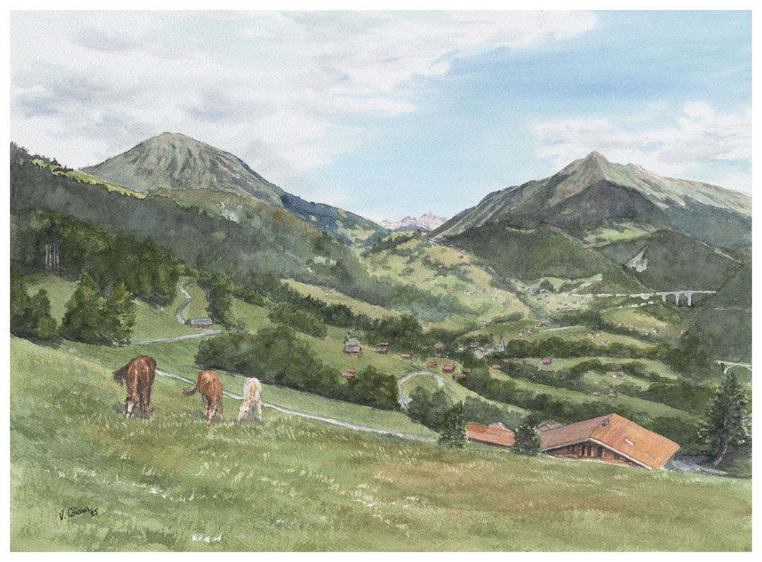aquarelle Victoria Coiana Quand s'ouvre le paysage